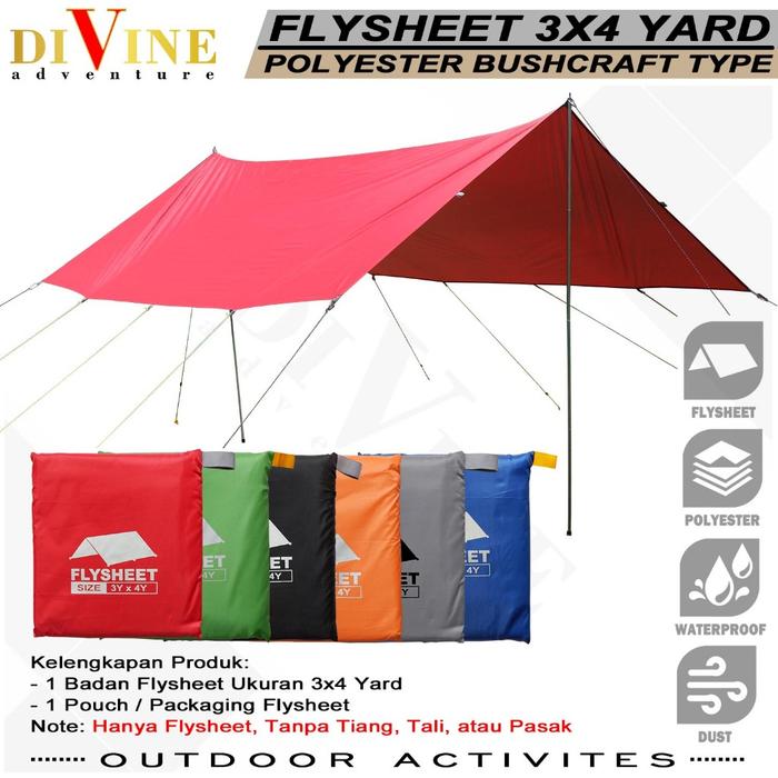 READY Flysheet tenda 300 x 400 Waterproof Camping Atap tenda Outdoor Kanopi Tenda flysheet tahan sin