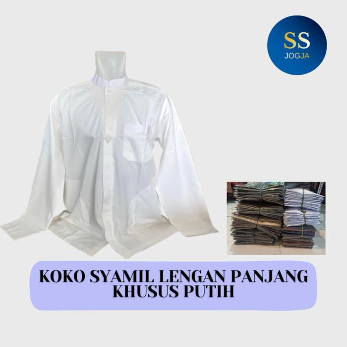 Koko syamil lengan panjang khusus putih Muslim