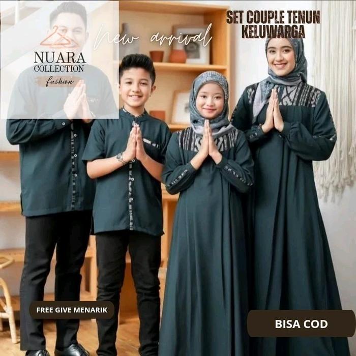 Baju couple familly kemeja dan gamis gamalama new arrival tenun asli blangket mix toyobo green old D