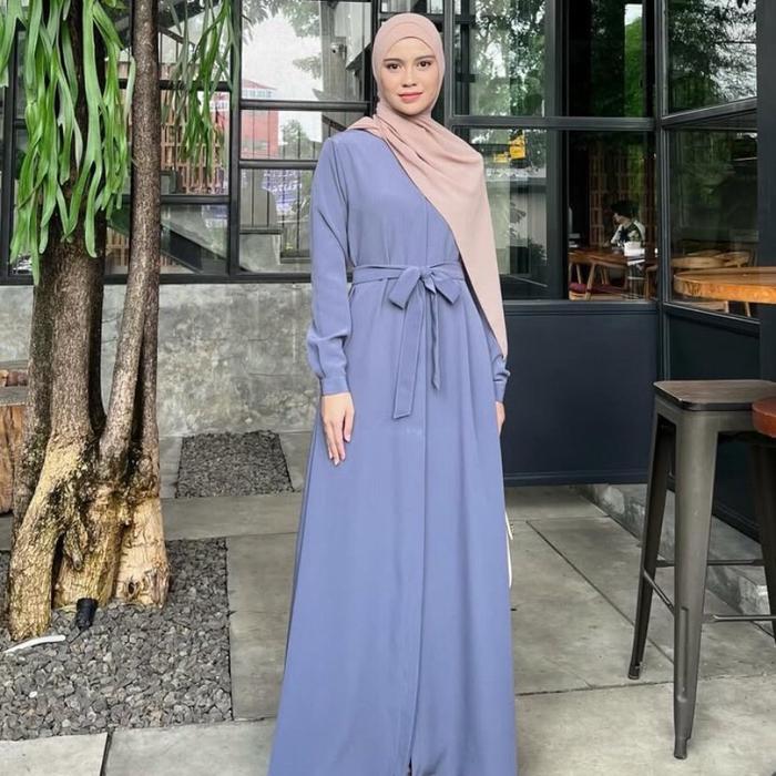Elmiza - Kinan Dress Bahan Premium Beverly Lux Simple Elegan Dress Muslim Wanita Polos Kekinian