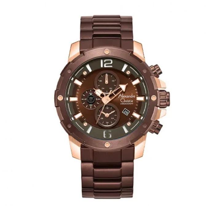 ALEXANDRE CHRISTIE AC 6410 ROSEGOLD BROWN STEEL MCBROBO Jam Tangan Pria