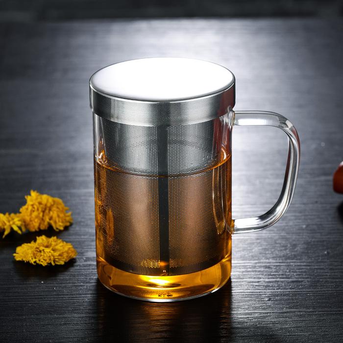 500ml Glass Cup Tea Infuser Mug Large Borosilicate Glass Tea Mug with