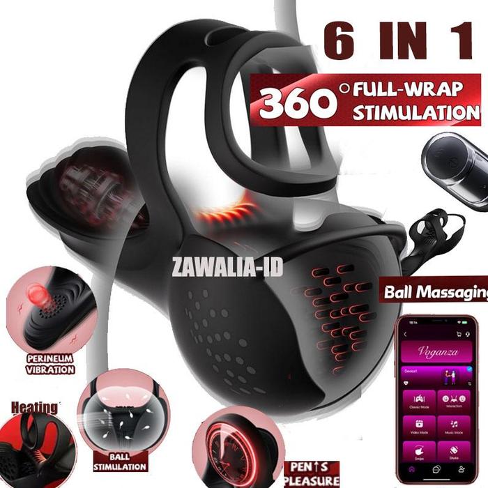 2026 6 in 1 App full-wrap Cock Ring Pria Cincin delay pria Original Elastis ball massage cock cincin