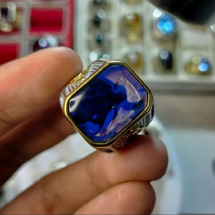 cincin getah katilayu biru blue amber