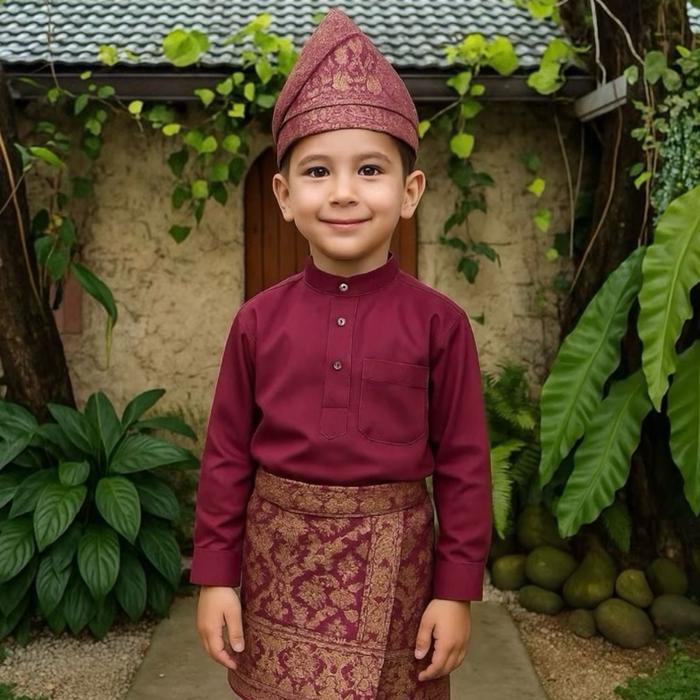 Setelan Baju Anak Baju Teluk Belanga Malayu Adat Malaysia Baju Adat Koko  Peci Setelan Baju Anak Pri