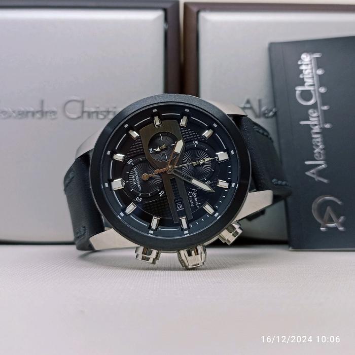JAM TANGAN PRIA ALEXANDRE CHRISTIE 6562 MC SILVER BLACK ORIGINAL