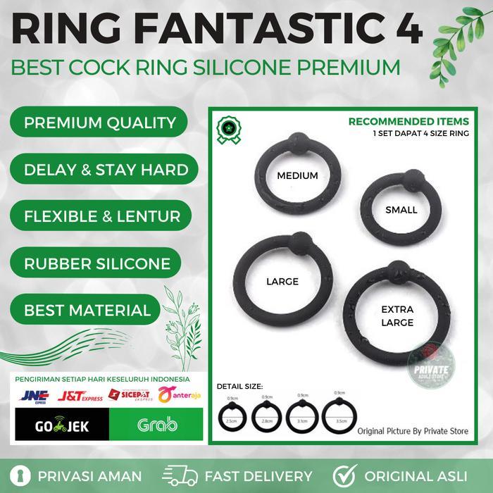 Best Seller COCK RING FANTASTIC 4 SET SILICONE - Cincin Alat Jepit Vital Pria Bead Bahan Silikon Len