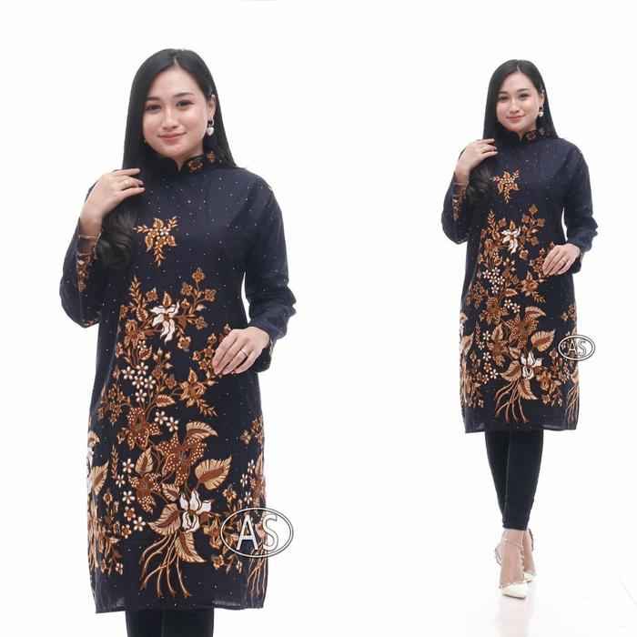 TUNIK BATIK MODERN MODEL TERBARU 2024 BAJU KANTOR WANITA PAKAIAN CANTIK dan ELEGAN UKURAN JUMBO LD 1