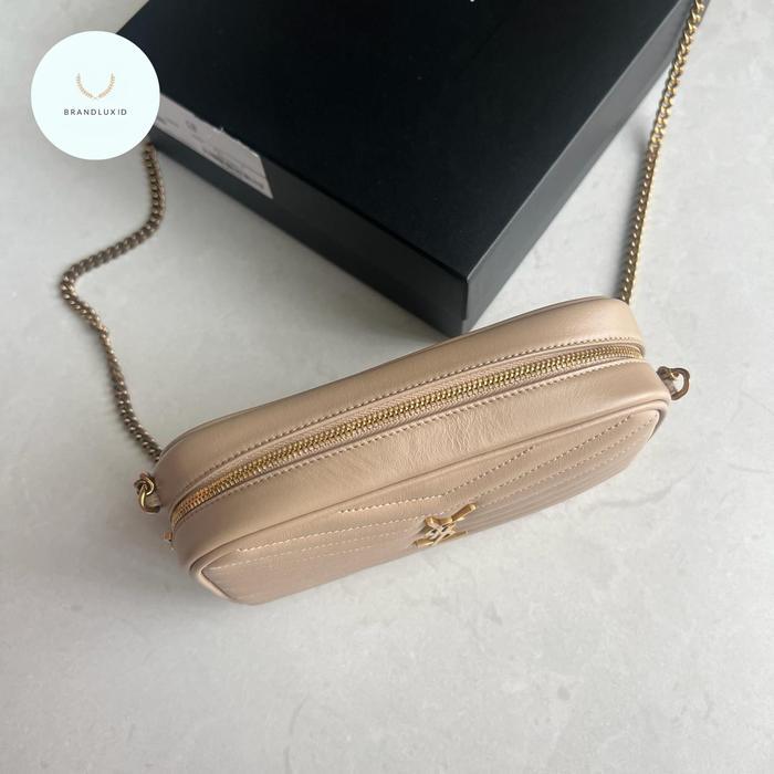 YSL MONOGRAM LOU MINI BAG IN DARK BEIGE SMOOTH LEATHER GHW
