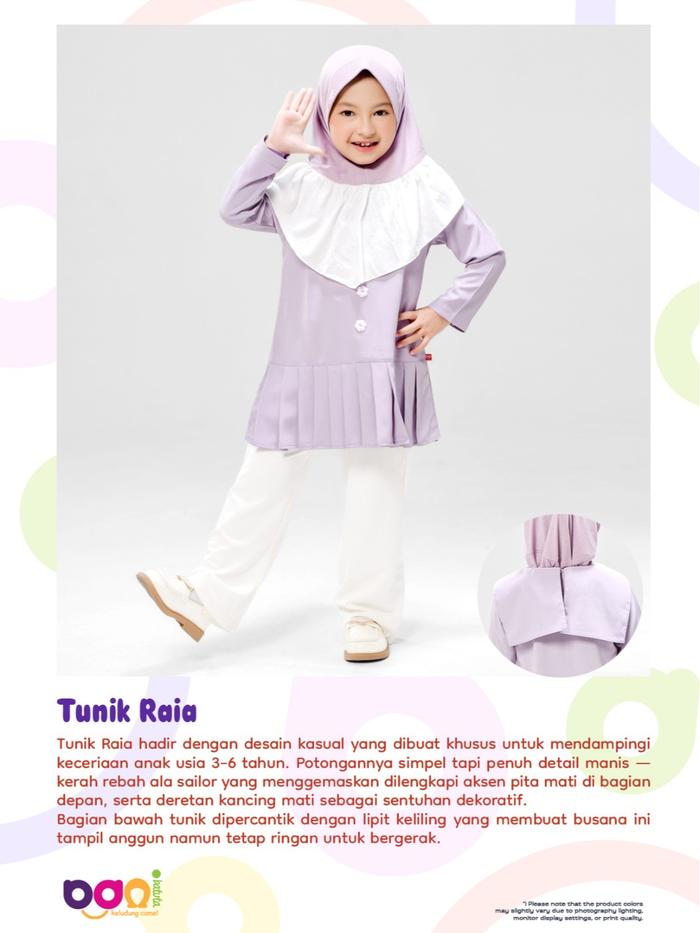 Tunik Raia | Tunik Anak | Tunik Bani Batuta | Atasan Anak Perempuan | Baju Anak | Tunik Rayon  [Ori 