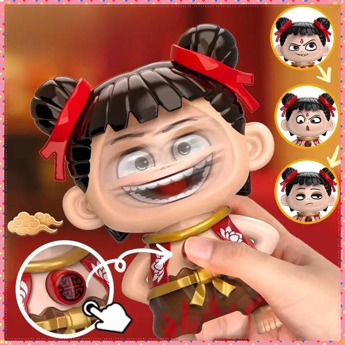 Paket Emoji Nezha yang Mengubah Wajah, Anak Ajaib Naohai Nezha, Dekorasi Gantungan Kunci Liontin yan