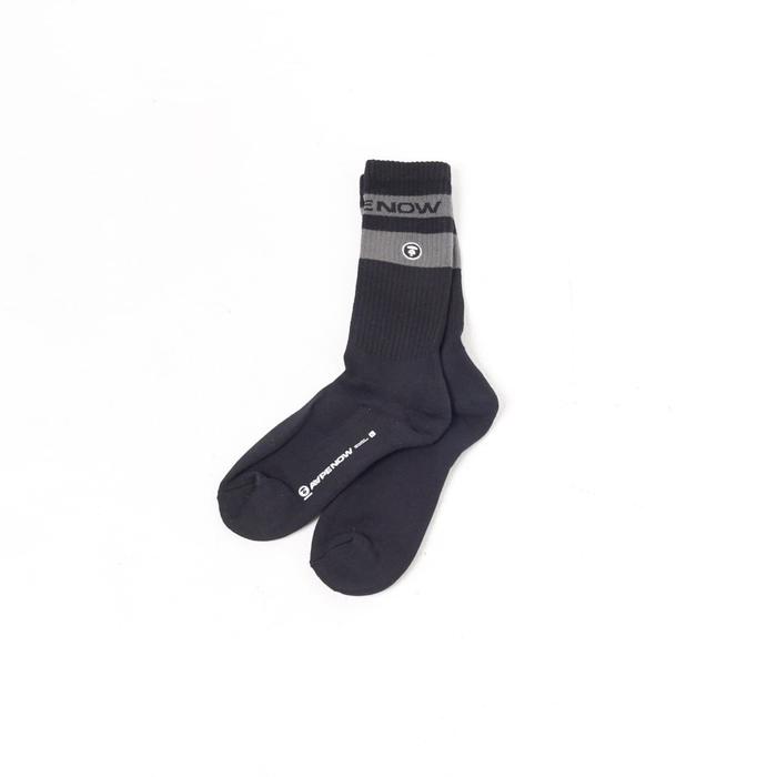 Kaos Kaki AAPE NOW TEXT GREY BLACK LONG SOCK 100% ORIGINAL