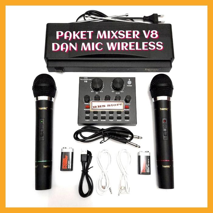 ALAT KAROKE SATU PAKET Mixer mini mic WIRELES WIRLES WIRELESS MURAH KUALITAS BAGUS sondcad sonkad So