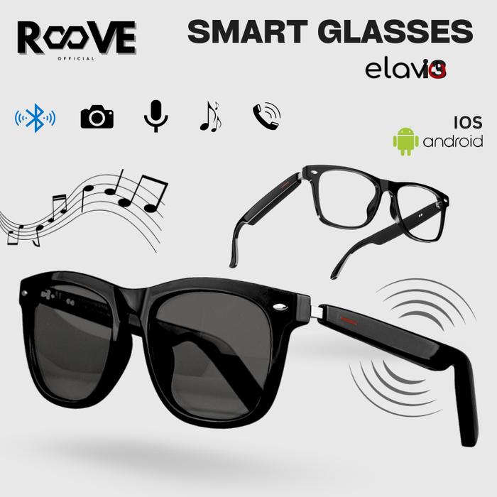 ELAVO Kacamata Pintar E13 AI Translator Bahasa Smart Sun Glasses Earphone Headset Bluetooth Anti UV 