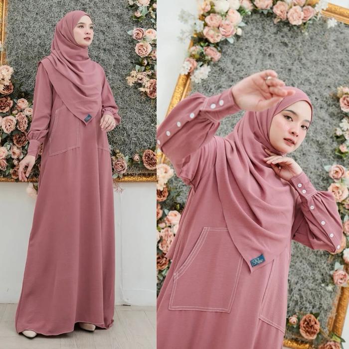 ABAYA LUBNA FREE PASMINA OVAL SET GAMIS HIJAB ABAYA BENANG TIMBUL BAJU UMROH WANITA - SHAQUEENA.DAIL