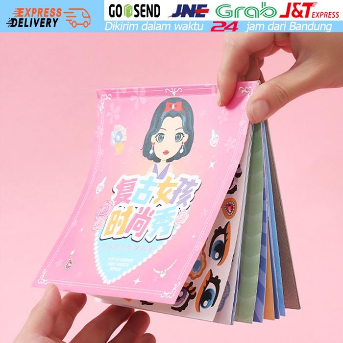 Buku Activity sticker Book Princess / Mainan Sticker Ganti Muka / Change Makeup Sticker / Activity B