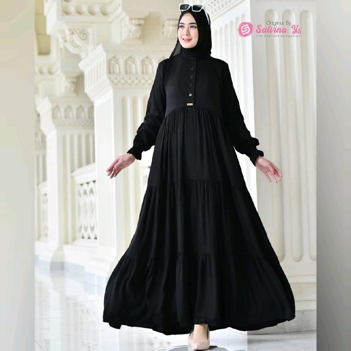 Gamis / dress hitam salvina.ys allsize dan jumbo Muslim