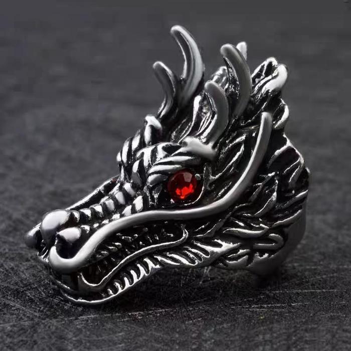 [Yybooklu] Cincin Naga Keren Gaya Pelajar untuk Pria, Desain Unik Anti-Kekerasan, Aksesoris Tangan G