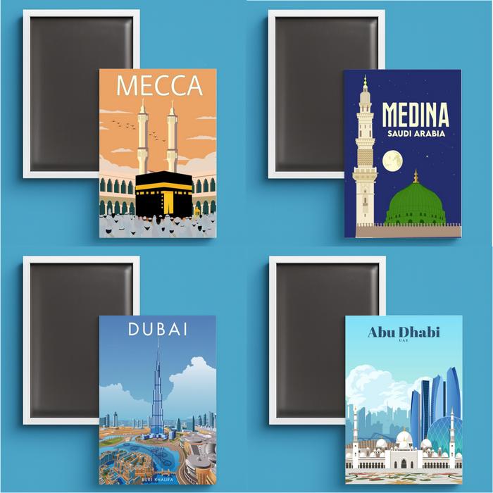 Souvenir Oleh Oleh Magnet Kulkas Haji Umroh Mekkah Madinah Dubai Fridge Magnet Tempelan Kulkas Promo