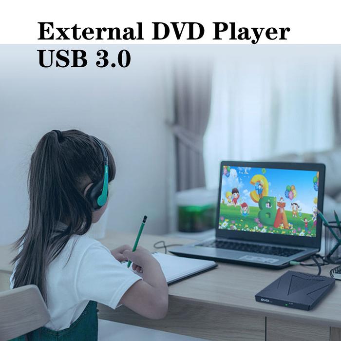 Pemutar DVD Eksternal Perekam DVD USB 3.0 Tipe-c Portabel Berkendara