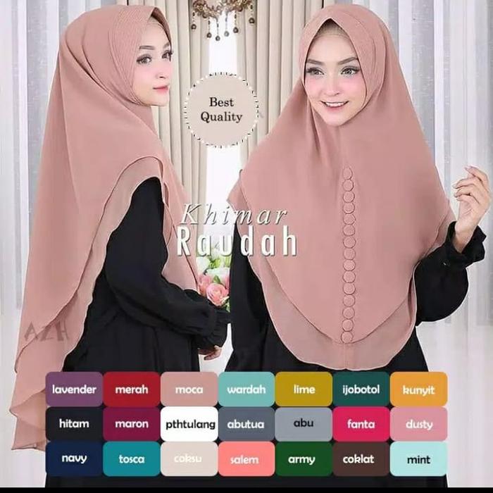 Khimar Raudah 2 Layer Kancing Jilbab