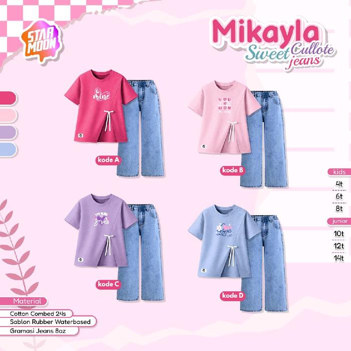 STARMOON - SET MIKAYLA SWEET CULLOTE JEANS SETELAN JEANS ANAK PEREMPUAN USIA 3-12 TAHUN