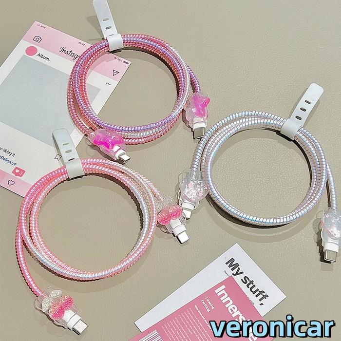1 Set 4 item Pelindung Kabel Charger Iphone Lighting+Type-C Pelindung Kabel Data Kawat Kabel Data Ha