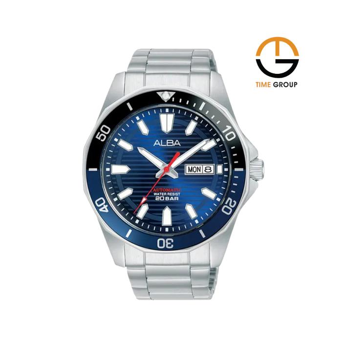 JAM TANGAN PRIA ALBA AL4507 AL4507X1 AUTOMATIC BATMAN BLUE DIAL STAINLESS STRAP
