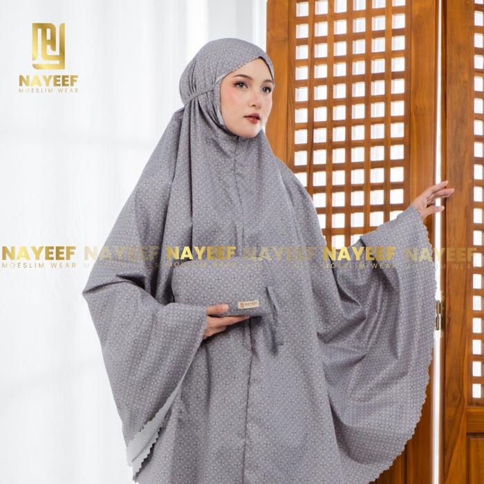 Nayeef Mukena Traveling Dewasa Mikrotex Motif Printing Premium 2in1 Resleting Dagu Lembut Tas Mewah 