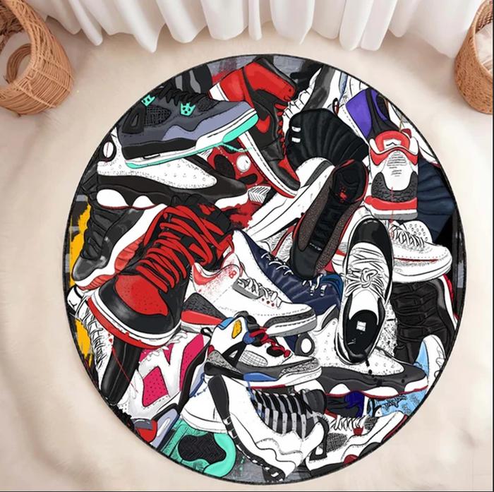 Sneakers Shoes Rug Sneakers Round Rug Circle Shoes Rug Custom Rug Sneakers Carpet RugSneaker Art Str