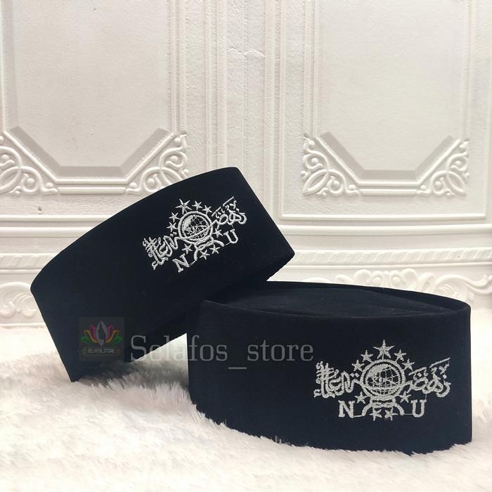 TERBARU! PECI NU - SONGKOK KOPIAH HITAM LOGO NU SILVER BORDIR T9 MURAH