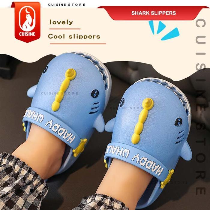 [COD] Sandal Selop Anak SHARK WHALE FAMILY, Sendal Sepatu Karet Ikan Hiu Paus, Sandal Slop Tali Lucu