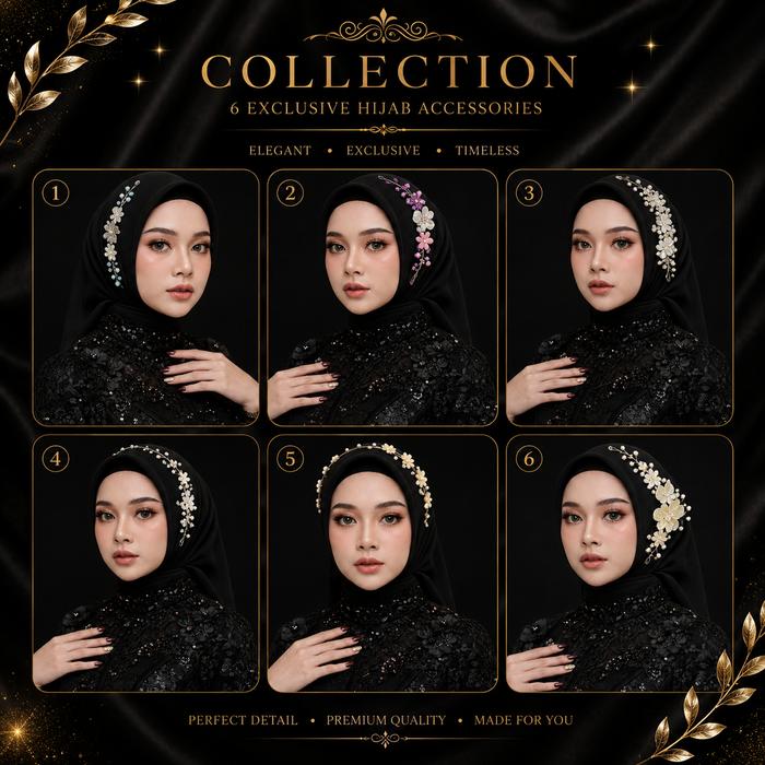RISAOSHOP - Mahkota Headpiece Hijab Mutiara Premium / Hiasan Rambut Pesta Jilbab Pengantin untuk wis
