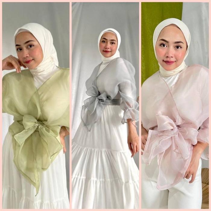 READY! Outer Organza / Outer Kondangan / Outer Pesta / Outer Organza Lengan Balon / Arya Organza Top