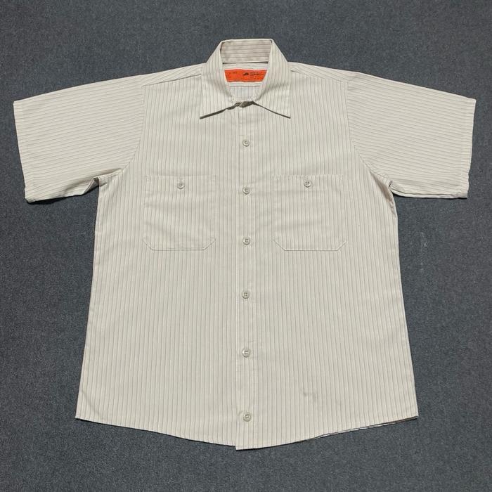 Kemeja Vintage 90s Workshirt Red Kap Soft Stripe - S Fit M
