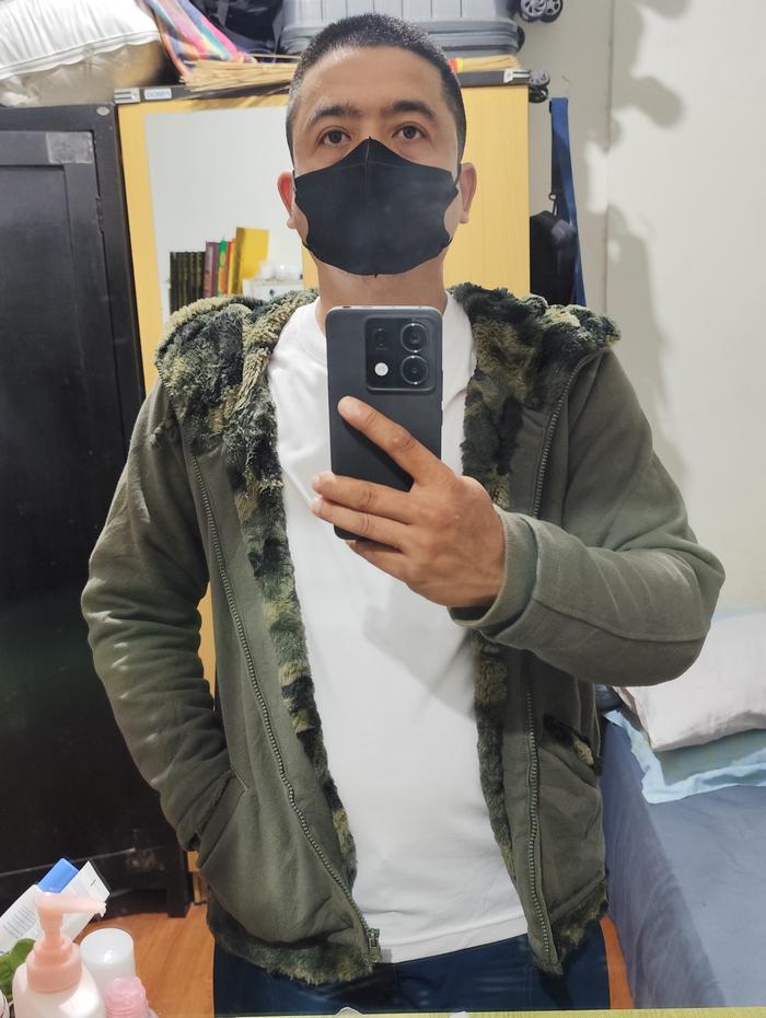 Jaket RUSTY Zip Hoodie Camo Loreng Army Hijau Sherpa Dalam Size L Fit M Original