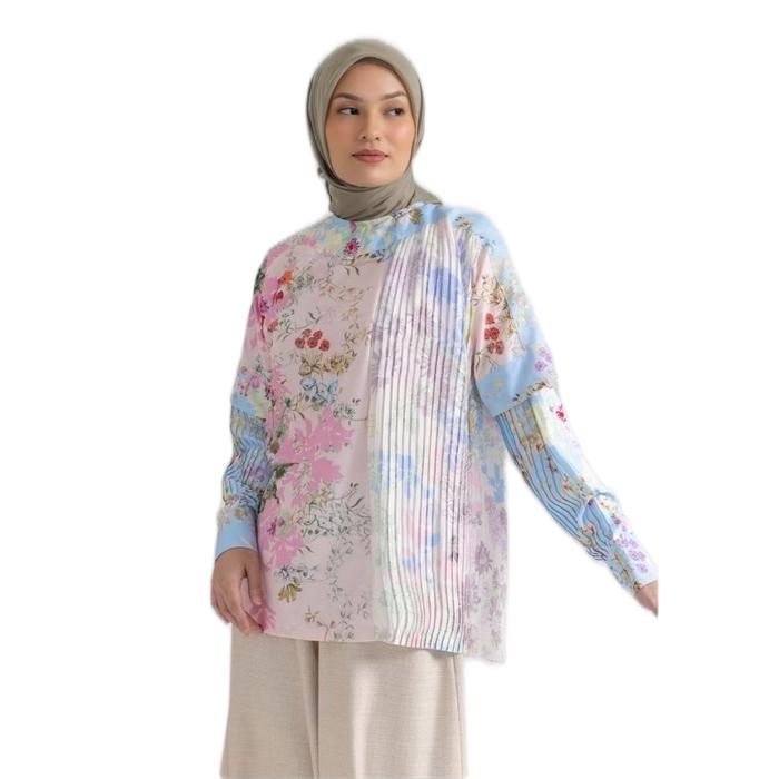 Ria miranda-Lilas Side Pleats Top Atasan Wanita