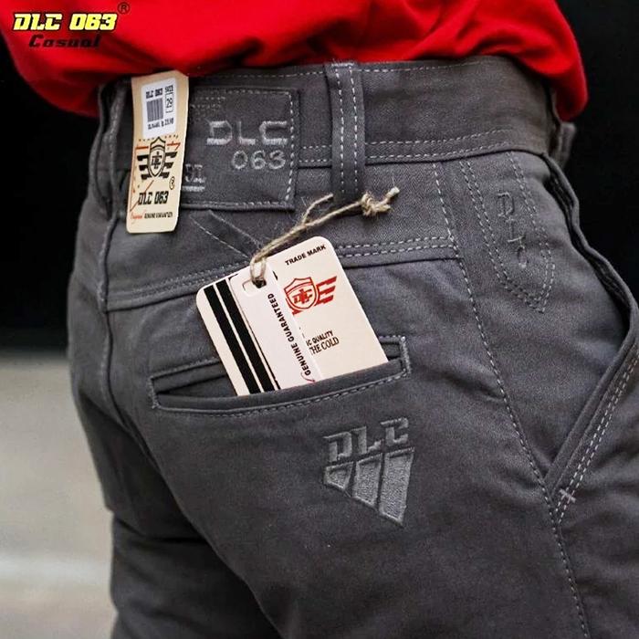 DLC063 Original Celana Kanvas Panjang Pria Reguler Standar Bahan Katun Sulfur Nyaman Slim Fit Hitam 
