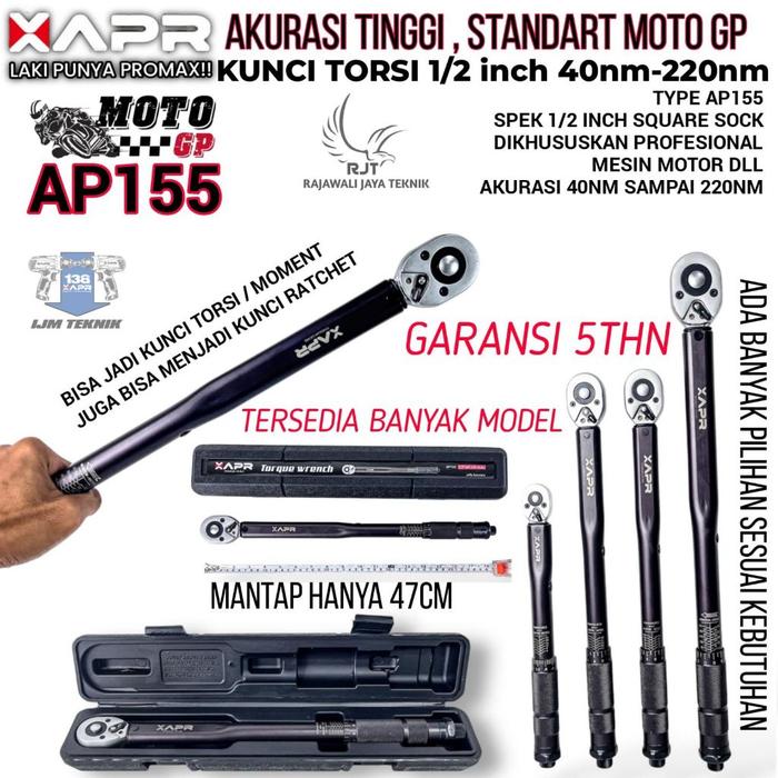 Cod Apr Raja Kunci Torsi Moment 1/2 Inch 40Nm-220Nm Kuat Awet Kunci Bengkel Mekanik Type Ap155