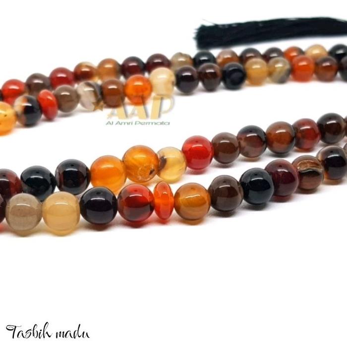 Tasbih Batu Akik Sulaiman Madu 8Mm 99Butir Tasbih Batu Akik