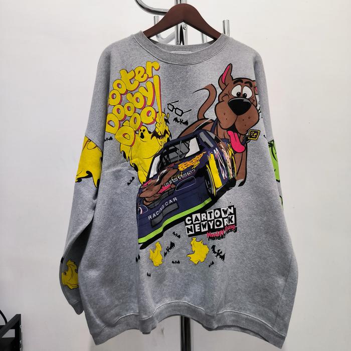Vintage Cartoon Network Scooter Scooby Doo NASCAR Grey Crewneck (Oversize)