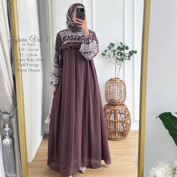 Zafara dress ceruty baby doll full furing ld 110cm