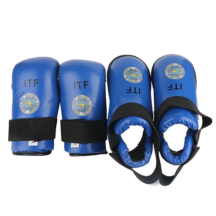 High Quality Red Blue ITF Taekwondo Gloves Foot Ankle Guard PU