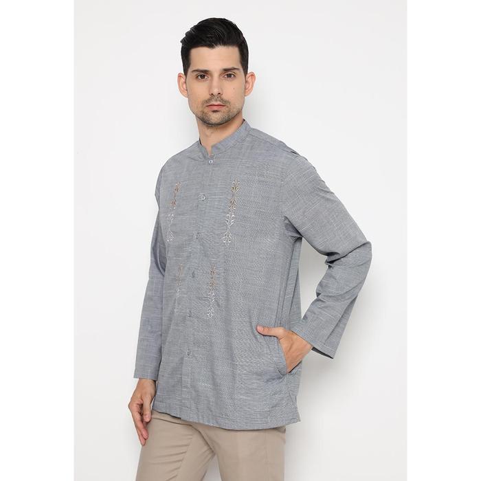 Jobb Ajmal Baju Koko Pria Lengan Panjang Regular Fit Abu-Abu