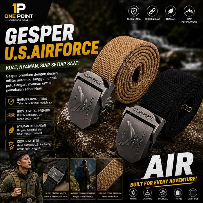 Sabuk Kanvas Outdoor Heavy Duty Adjustable untuk Hiking dan Camping Ikat Pinggang Kanvas Pria U.S. A