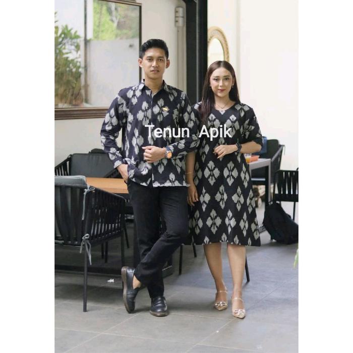 Couple Rosa Dress Hitam -Baju Tenun Modern  buat kondangan pesta Formal Nyaman Casual acara resmi