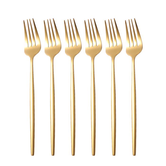 6 piece set of golden fork cutlery set, stainless steel cutlery set,