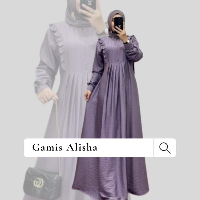 Gamis Alisha Crinkle Airflow Premium LD 110 cm Dress Syari Panjang