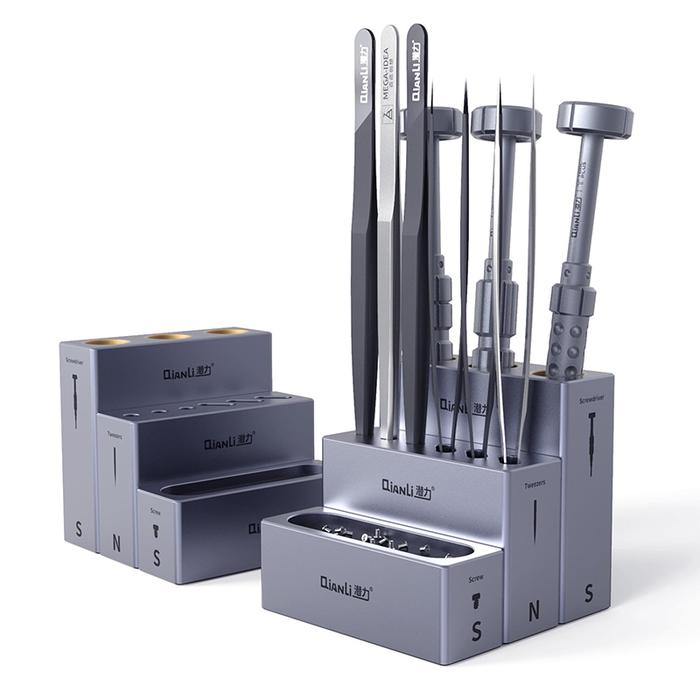 QIANLI iCube Aluminium Alloy Storage Box Tweezers Screwdriver Screw
