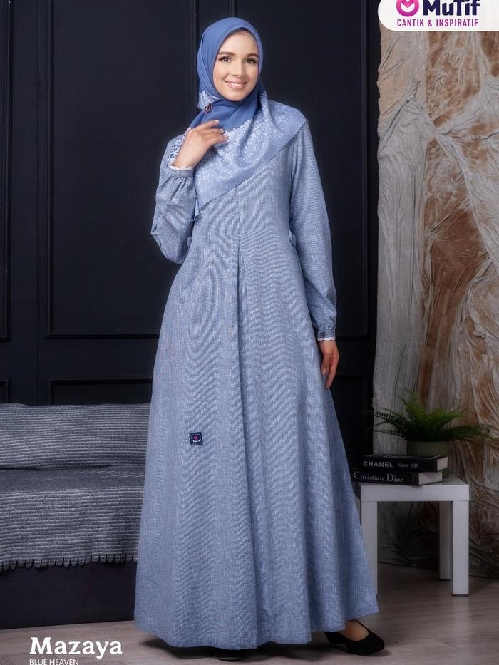 Baju MuTif MV 168 Mazaya Blue Heaven - MuTif Mazaya || Gamis MuTif